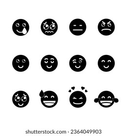 emoticon icons set over white background, silhouette style, vector illustration