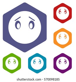 Emoticon icons set rhombus in different colors isolated on white background