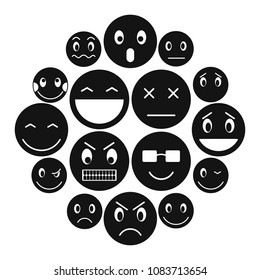 Emoticon icons set in simple style for any design