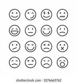 Emoticon icons, set of smiley faces vector illustration