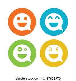 emoticon icons in speech bubble set