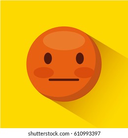 emoticon inexpressive face icon over yellow background. colorful design. vector illustration