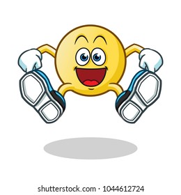 emoticon jumping mascot vector cartoon illustration