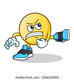 emoticon kicking mascot vector cartoon illustration