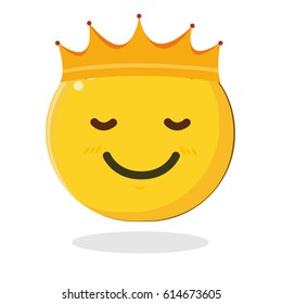 Emoticon king with crown. Cartoon Isolated vector illustration on white background