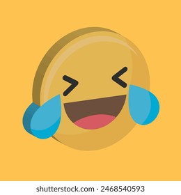 Emoticon laugh with yellow colour icon 3d eps editable
