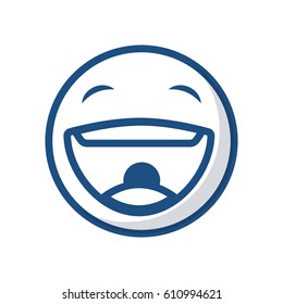 emoticon laughing face icon over white background. vector illustration