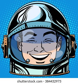 emoticon laughter Emoji face man astronaut retro