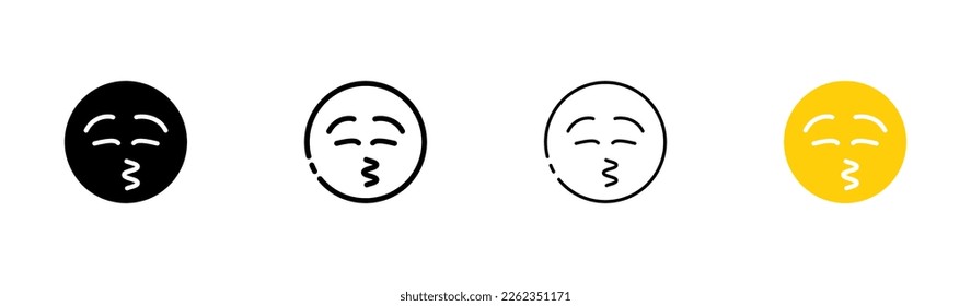 Emoticon line icon. Love, osculation, smooch, kiss, heart, round face, distempered emotion, feeling, emoji. Sympathy concept. Vector icon in line, black and colorful style on white background