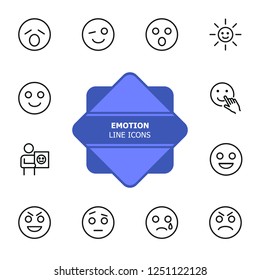 Emoticon line icons. Set of line icons on white background. Laugh, cry, emotion. Internet concept. Vector illustration can be used for topics like emotions, chats, internet