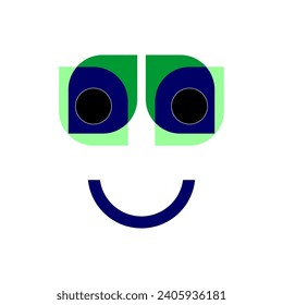 Emoticon logo vector with green and blue colored eyes