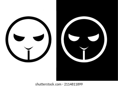 Emoticon logo with white and black background
