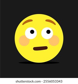 Emoticon looking away with big eyes stylized vector icon