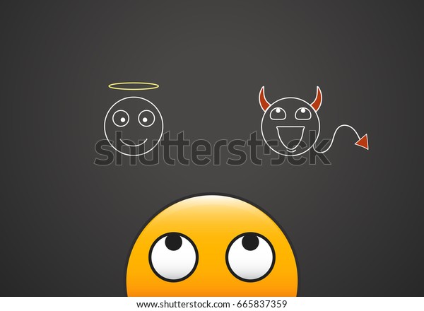 Emoticon Looking His Good Bad Conscience Stock Vector (Royalty Free ...