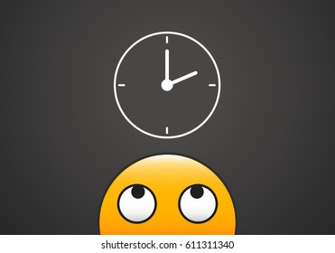 Emoticon looking at the time. Vector design for different concepts