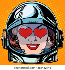emoticon love Emoji face woman astronaut retro