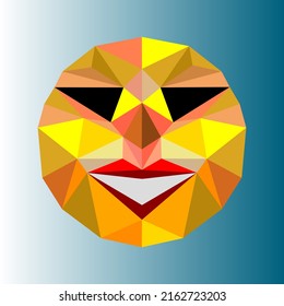 Emoticon with low poly art. Vector illustration. 