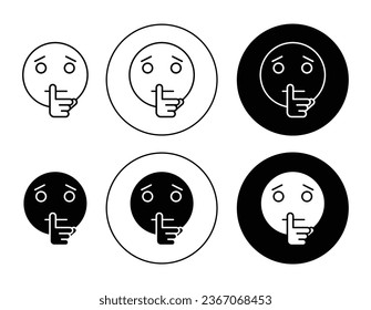 Emoticon Making Silence icon set in black filled and outlined style. suitable for UI designs