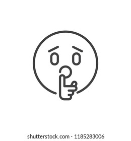 Emoticon making silence outline icon. linear style sign for mobile concept and web design. Stop talking emoji simple line vector icon. Symbol, logo illustration. Pixel perfect vector graphics