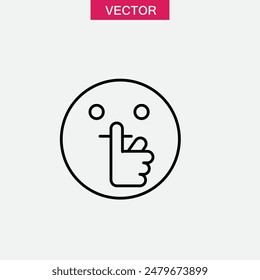 Emoticon making silence outline icon. vector flat simple illustration on white background..eps