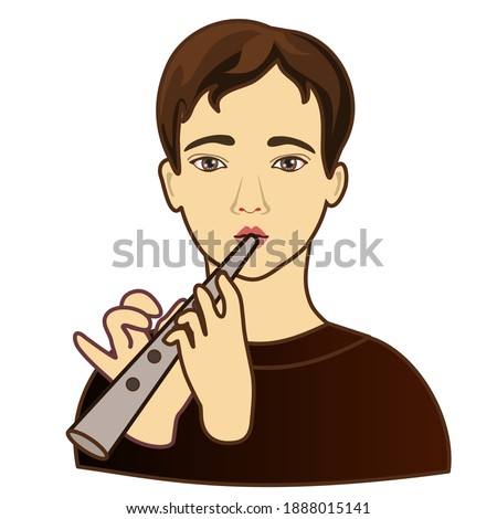 Similar – Image, Stock Photo Cartoon man playing flute with bird
