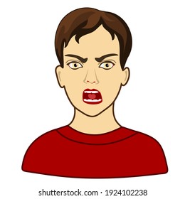 emoticon man with popped out eyes, funny cartoon character with simplistic facial expression, simple hand drawn icon from a set, vector illustration