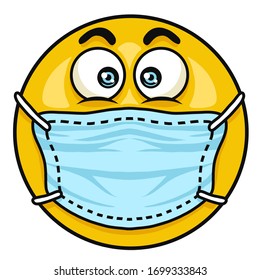 emoticon with mask coronavirus covid-19 vector illustration