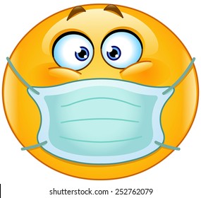 Emoticon With Medical Mask Over Mouth