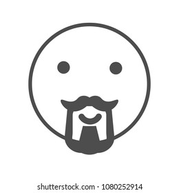 Emoticon with a medieval hipster beard. Cool emoji smiley icon illustration	
