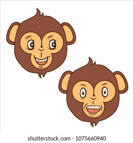 Emoticon monkey vector brown color