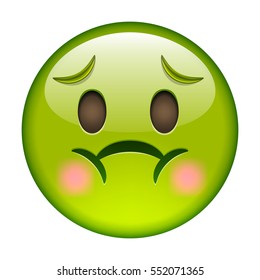 Emoticon with Nausea. Smile icon. Green Emoji. Isolated Illustration on White Background