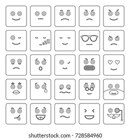 Cartoon Fanny Faces Different Emotions Emoji Stock Vector (Royalty Free ...