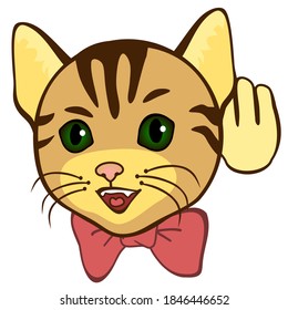 emoticon overhearing the conversation or listening to someone talking or just spying, simplistic facial expression vector illustration, cat cartoon character, hand drawn icon