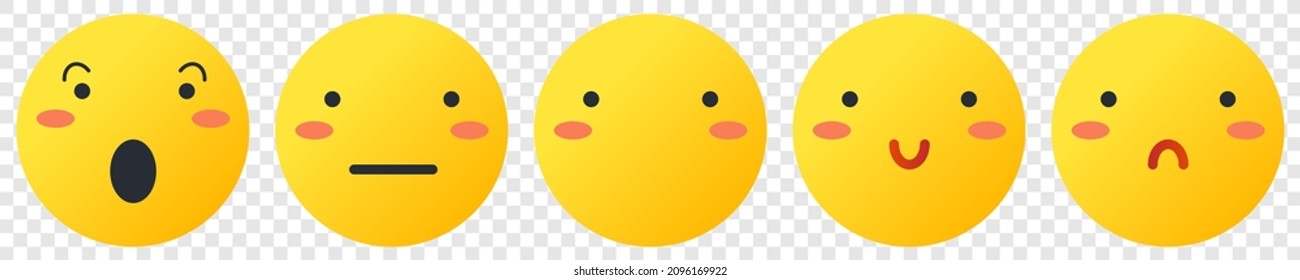 Emoticon-Packung, Vektorgrafik mit buntem gelbem Farbverlauf