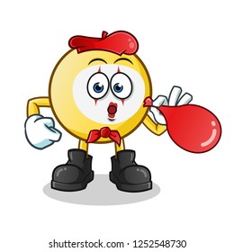 emoticon pantomime with balloon mascot vector cartoon illustration