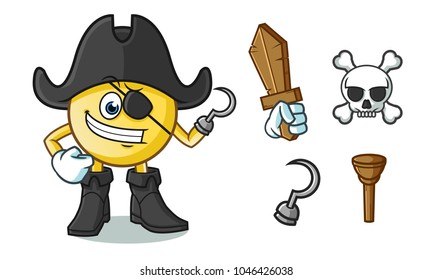 emoticon pirate mascot vector cartoon illustration