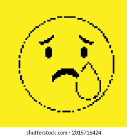 emoticon pixel design vector, cry, smile, sad