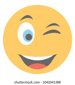 An emoticon presenting expression of naughtiness