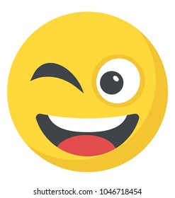 An emoticon presenting expression of naughtiness