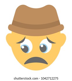 
An emoticon presenting expression of worrisome
