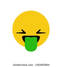 Emoticon puke. Cartoon Isolated vector illustration on white background