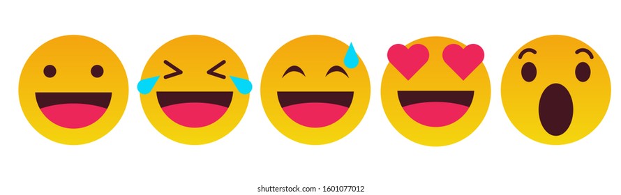 Emoticon Reaction Collection With Different Emotion Vector 