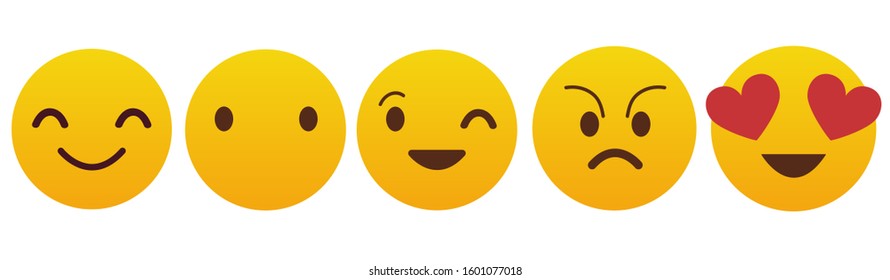 Emoticon Reaction Collection With Different Emotion Vector 
