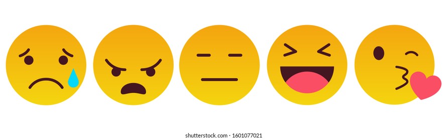 Emoticon Reaction Collection With Different Emotion Vector 