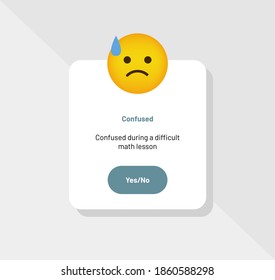 Emoticon Reaction Confused, Greeting Card - Vector
