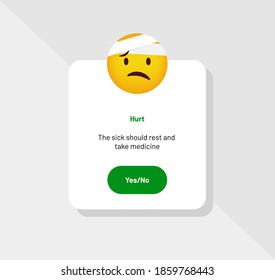Emoticon Reaction, Hurt Greeting Card - Vector