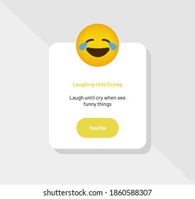 Emoticon Reaction Laughing Until Crying, Greeting Card - Vector
