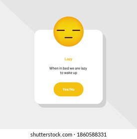 Emoticon Reaction Lazy, Greeting Card - Vector