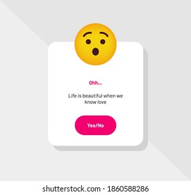 Emoticon Reaction, Ohh Greeting Card - Vector