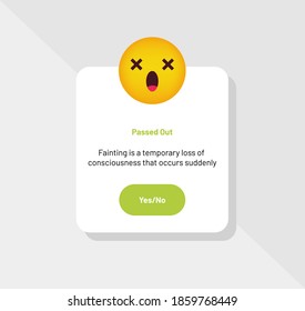 Emoticon Reaction, Passed Out Greeting Card - Vector